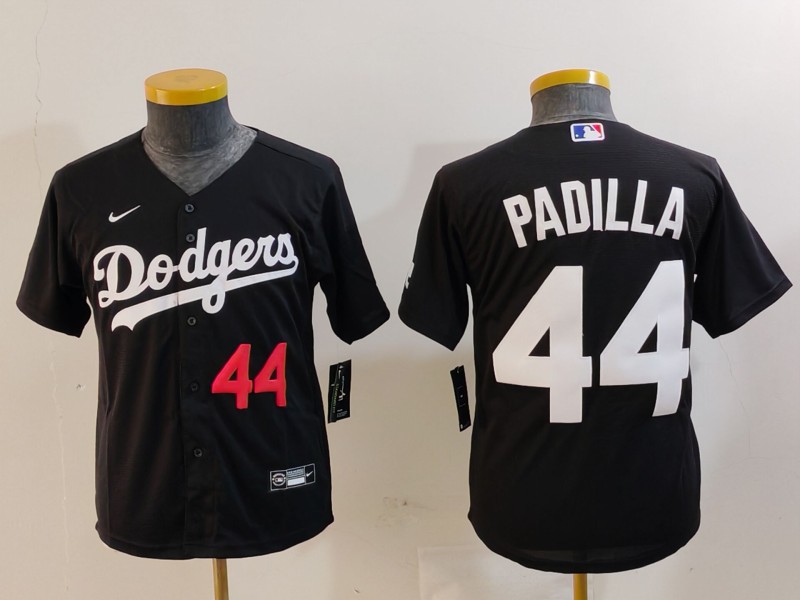 Youth Los Angeles Dodgers #44 Vicente Padilla Number Black Cool Base Stitched Jersey