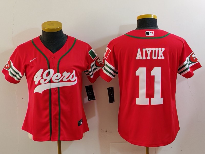 Women's San Francisco 49ers #11 Brandon Aiyuk Red Mexico Cool Base Stitched Baseball Jersey