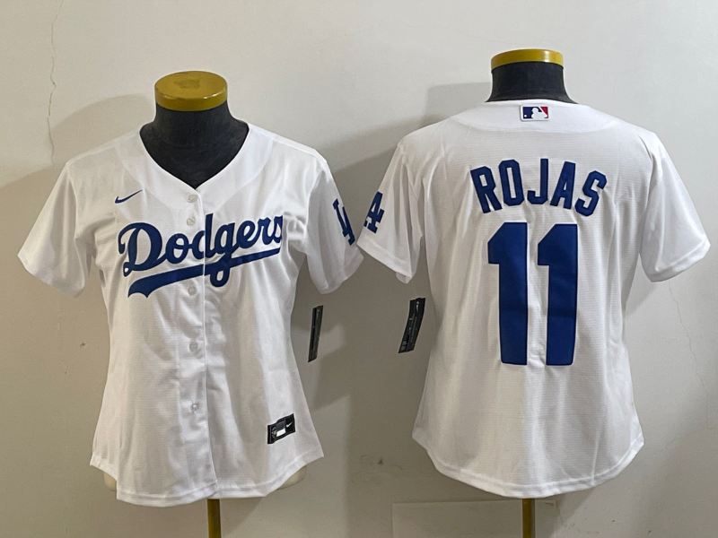 Women's Los Angeles Dodgers #11 Miguel Rojas White Cool Base Stitched Jersey