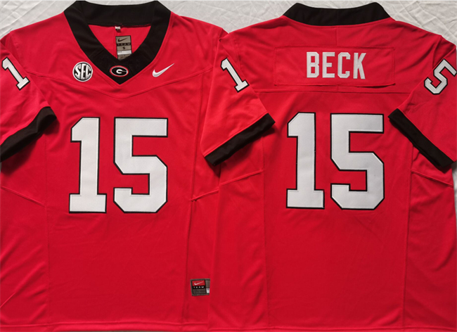 Georgia Bulldogs #15 Carson Beck Red F.U.S.E College Football Stitched Jersey