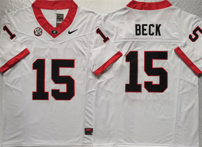 Georgia Bulldogs #15 Carson Beck White F.U.S.E College Football Stitched Jersey