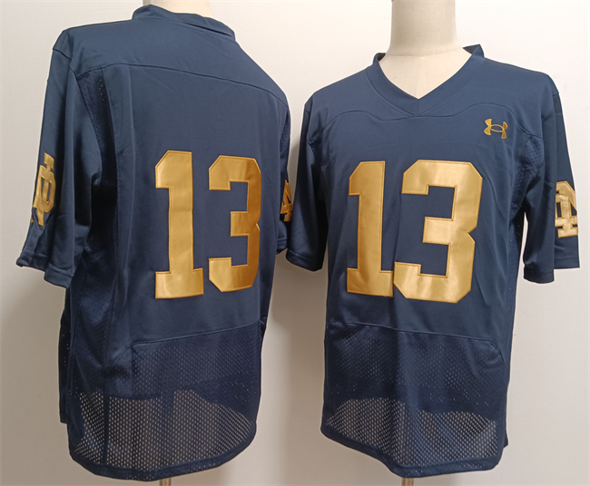 Men's Notre Dame Fighting Irish #13 Riley Leonard No Name Navy With Name Limited College Football Stitched Jersey