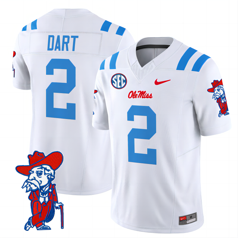 Men's Ole Miss Rebels #2 Jaxson Dart 2024 White F.U.S.E Stitched Football Jersey