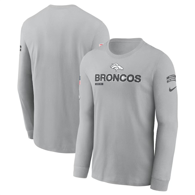 Men's Denver Broncos 2024 Gray Salute To Service Long Sleeve T-Shirt