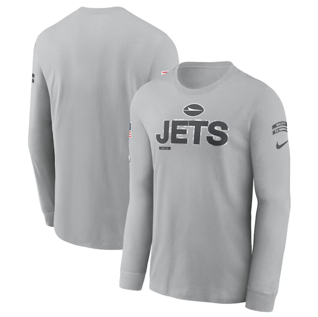 Men's New York Jets 2024 Gray Salute To Service Long Sleeve T-Shirt