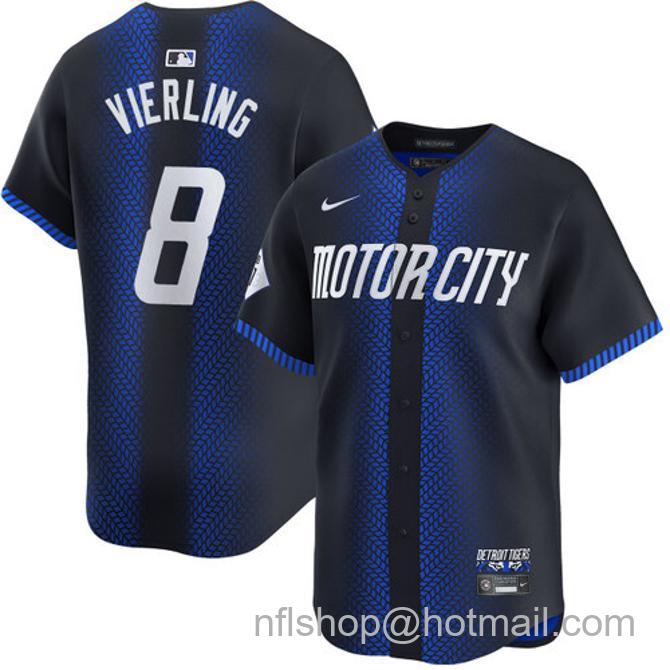 Matt Vierling Men's #8 Detroit Tigers City Connect Nike Limited Stitched Baseball Jersey Navy