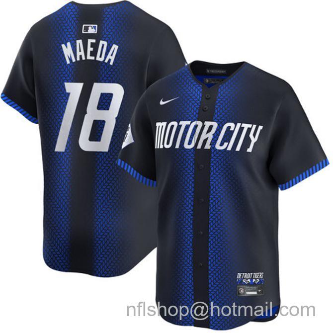 Kenta Maeda Men's #18 Detroit Tigers City Connect Nike Limited Stitched Baseball Jersey Navy