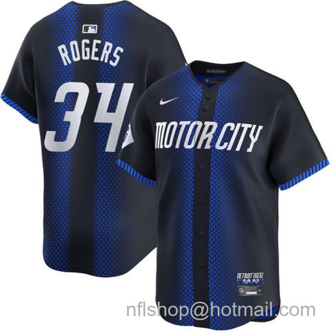 Jake Rogers Men's #34 Detroit Tigers City Connect Nike Limited Stitched Baseball Jersey Navy