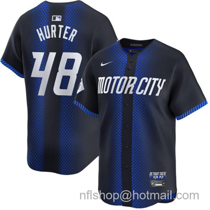 Brant Hurter Men's #48 Detroit Tigers City Connect Nike Limited Stitched Baseball Jersey Navy