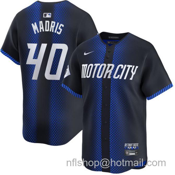 Bligh Madris Men's #40 Detroit Tigers City Connect Nike Limited Stitched Baseball Jersey Navy