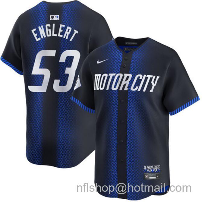 Mason Englert Men's #53 Detroit Tigers City Connect Nike Limited Stitched Baseball Jersey Navy