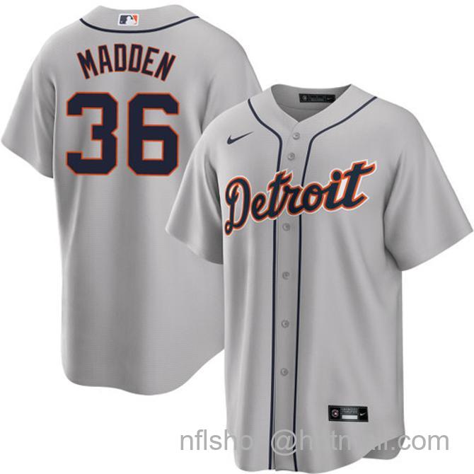 Ty Madden Men's #36 Detroit Tigers Road Nike Stitched Baseball Jersey Gray