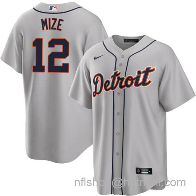 Casey Mize Men's #12 Detroit Tigers Road Nike Stitched Baseball Jersey Gray