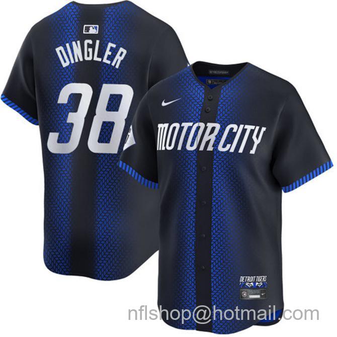 Dillon Dingler Men's #38 Detroit Tigers City Connect Nike Limited Stitched Baseball Jersey Navy