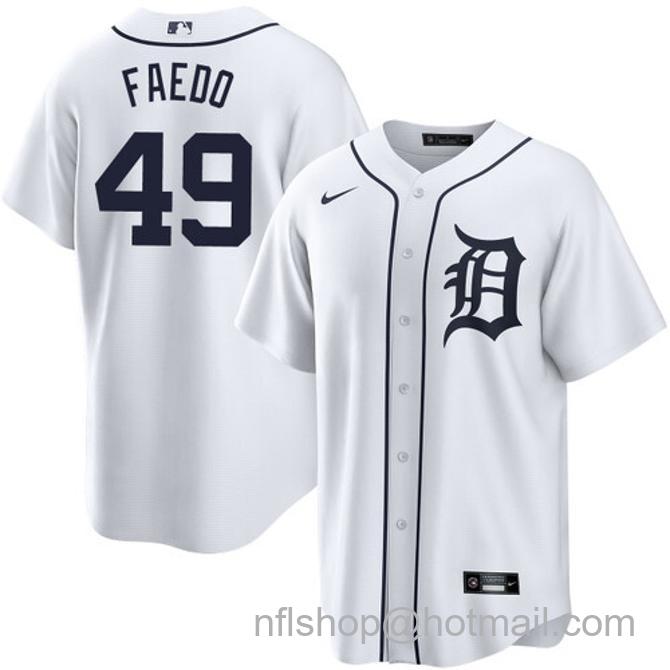 Alex Faedo Men's #49 Detroit Tigers Home Nike Stitched Baseball Jersey White