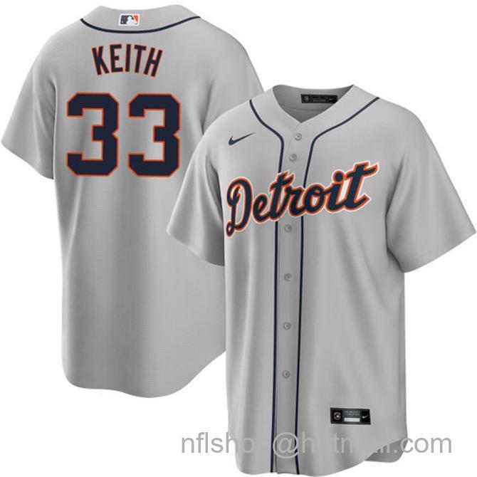 Colt Keith Men's #33 Detroit Tigers Road Nike Stitched Baseball Jersey Gray