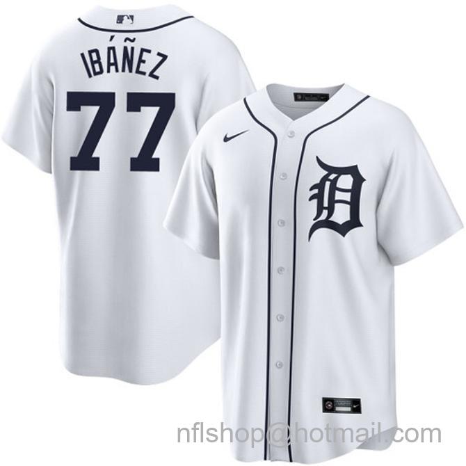 Andy Ibanez Men's #77 Detroit Tigers Home Nike Stitched Baseball Jersey White