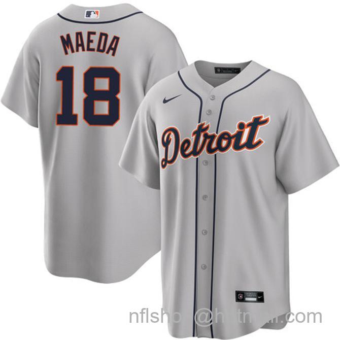 Kenta Maeda Men's #18 Detroit Tigers Road Nike Stitched Baseball Jersey Gray