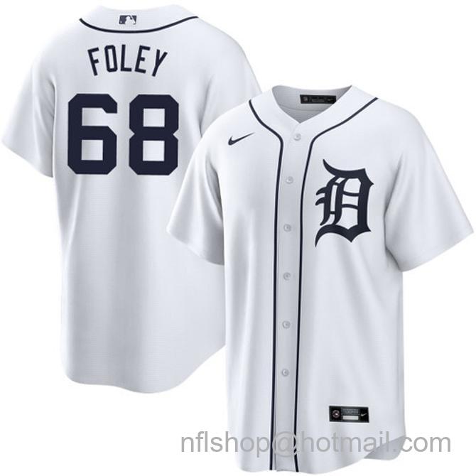 Jason Foley Men's #68 Detroit Tigers Home Nike Stitched Baseball Jersey White