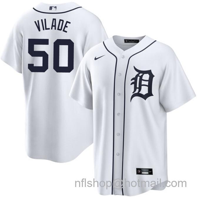 Ryan Vilade Men's #50 Detroit Tigers Home Nike Stitched Baseball Jersey White