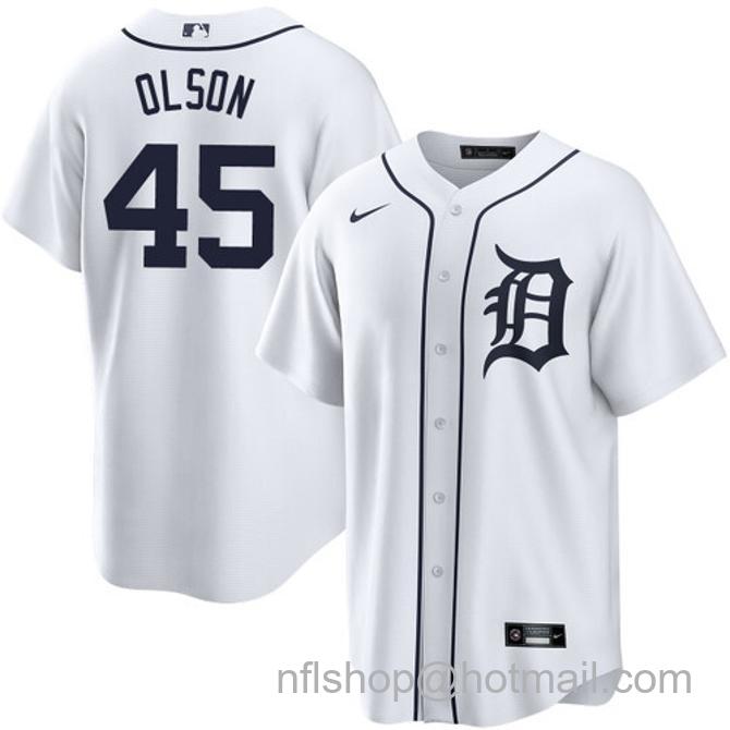 Reese Olson Men's #45 Detroit Tigers Home Nike Stitched Baseball Jersey White