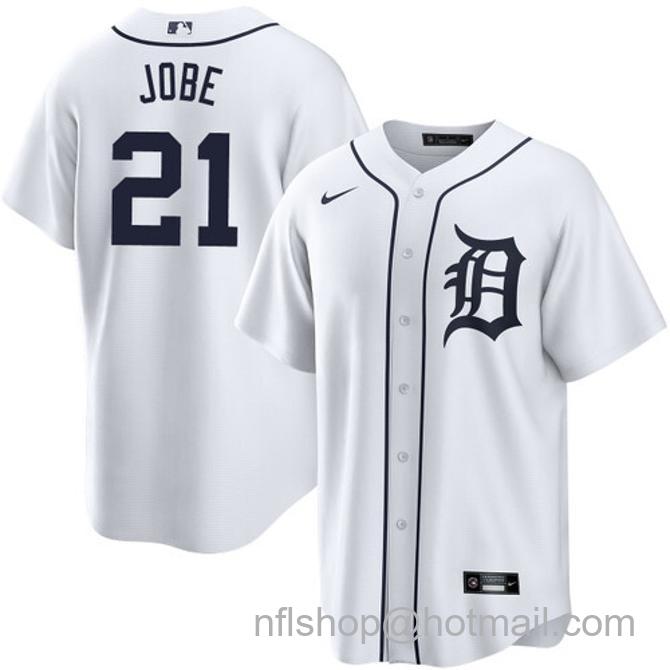 Jackson Jobe Men's #21 Detroit Tigers Home Nike Stitched Baseball Jersey White