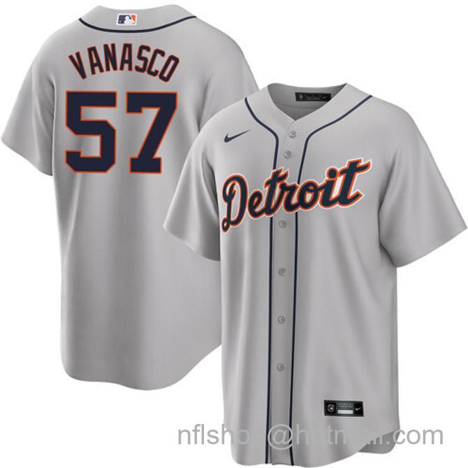 Ricky Vanasco Men's #57 Detroit Tigers Road Nike Stitched Baseball Jersey Gray