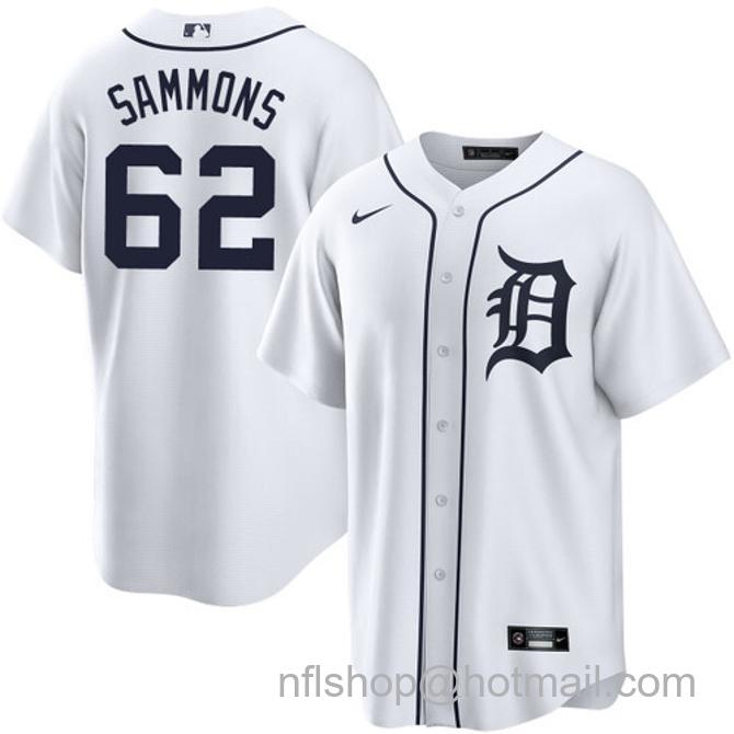 Bryan Sammons Men's #62 Detroit Tigers Home Nike Stitched Baseball Jersey White