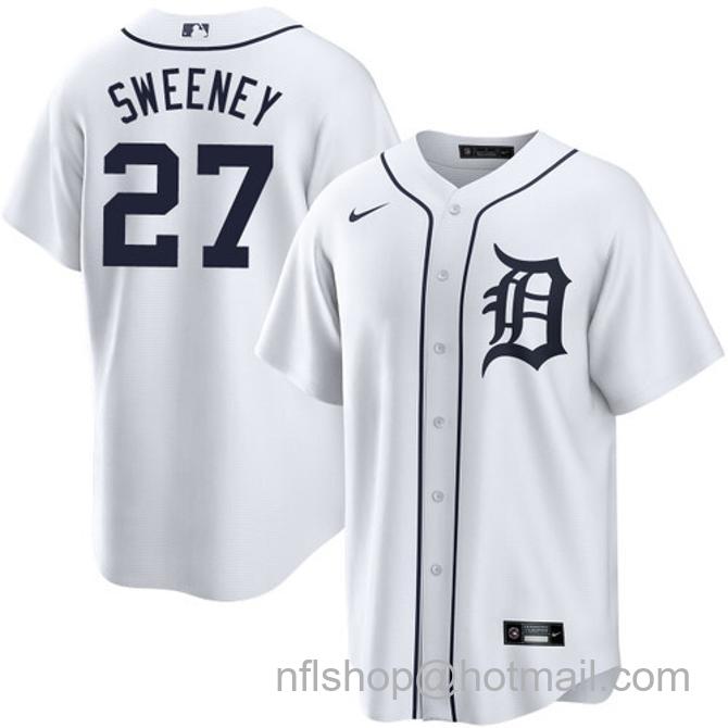 Trey Sweeney Men's #27 Detroit Tigers Home Nike Stitched Baseball Jersey White