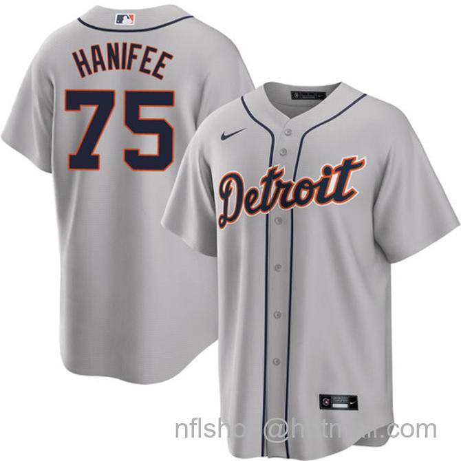 Brenan Hanifee Men's #75 Detroit Tigers Road Nike Stitched Baseball Jersey Gray