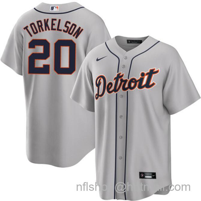 Spencer Torkelson Men's #20 Detroit Tigers Road Nike Stitched Baseball Jersey Gray