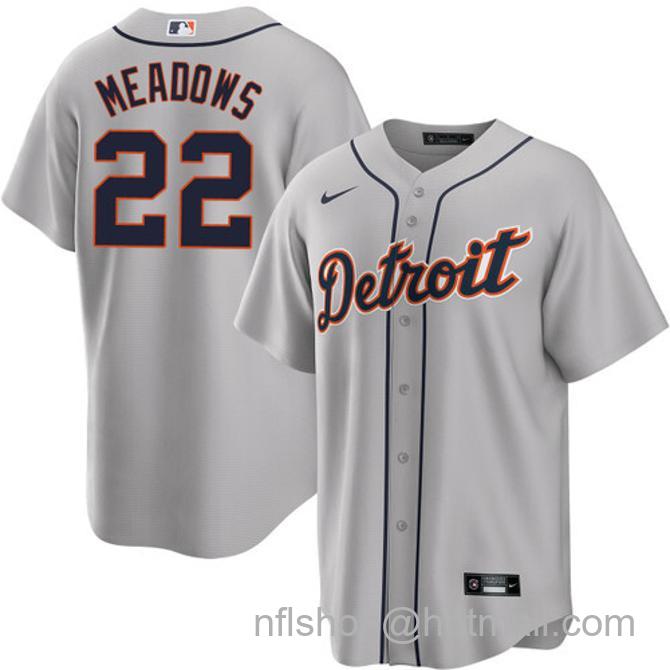 Parker Meadows Men's #22 Detroit Tigers Road Nike Stitched Baseball Jersey Gray