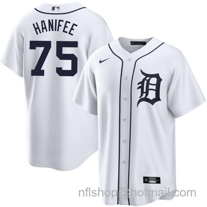 Brenan Hanifee Men's #75 Detroit Tigers Home Nike Stitched Baseball Jersey White