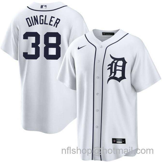 Dillon Dingler Men's #38 Detroit Tigers Home Nike Stitched Baseball Jersey White