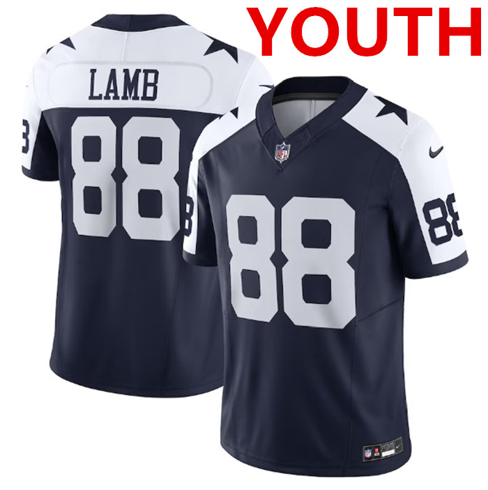 Youth Dallas Cowboys #88 CeeDee Lamb Navy Throwback 2023 F.U.S.E. Limited Stitched Football Jersey