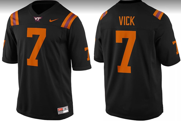 Men's Virginia Tech #7 Michael Vick Black Stitched Football Jersey