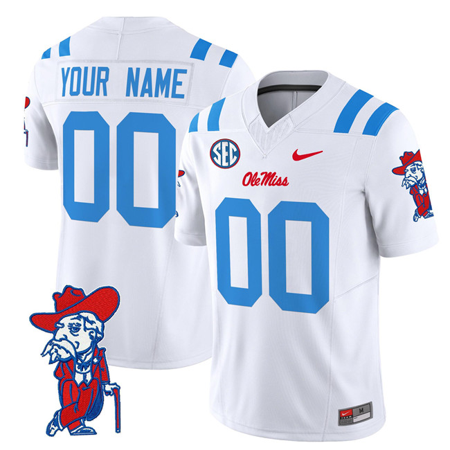 Men's Ole Miss Rebels Custom White 2024 F.U.S.E Stitched Jersey