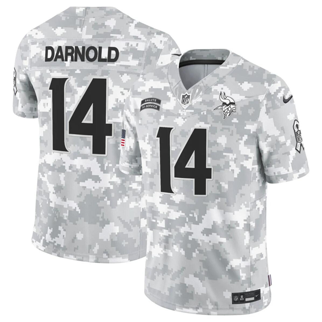 Men's Minnesota Vikings #14 Sam Darnold 2024 F.U.S.E Arctic Camo Salute to Service Limited Stitched Football Jersey