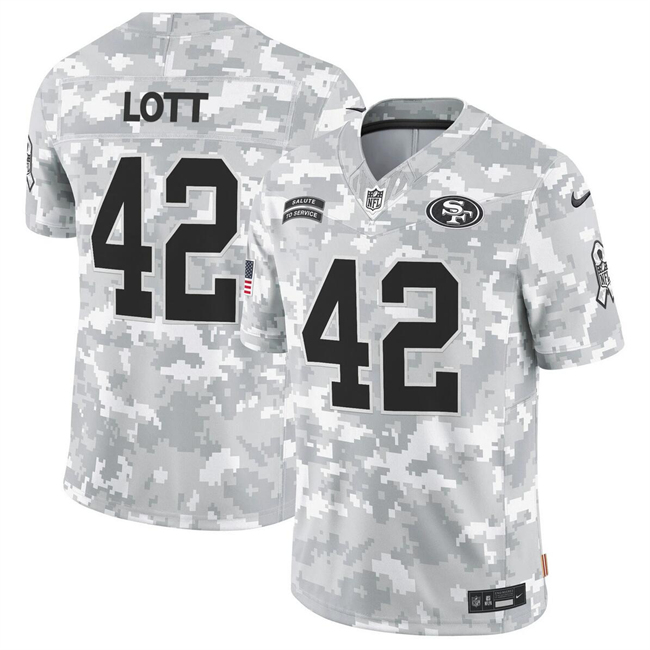 Men's San Francisco 49ers #42 Ronnie Lott 2024 F.U.S.E Arctic Camo Salute to Service Limited Stitched Football Jersey