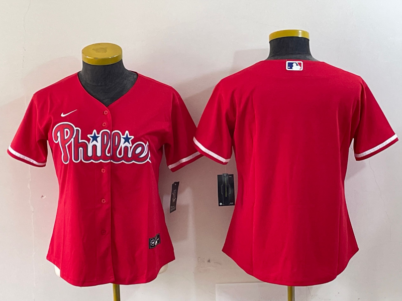 Women's Philadelphia Phillies Blank Red Stitched Cool Base Jersey