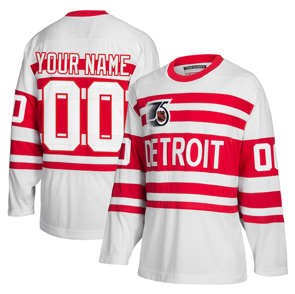 Men's Detroit Red Wings CCM Personalized Custom White 1991-92 75th Anniversary Team Classics Jersey