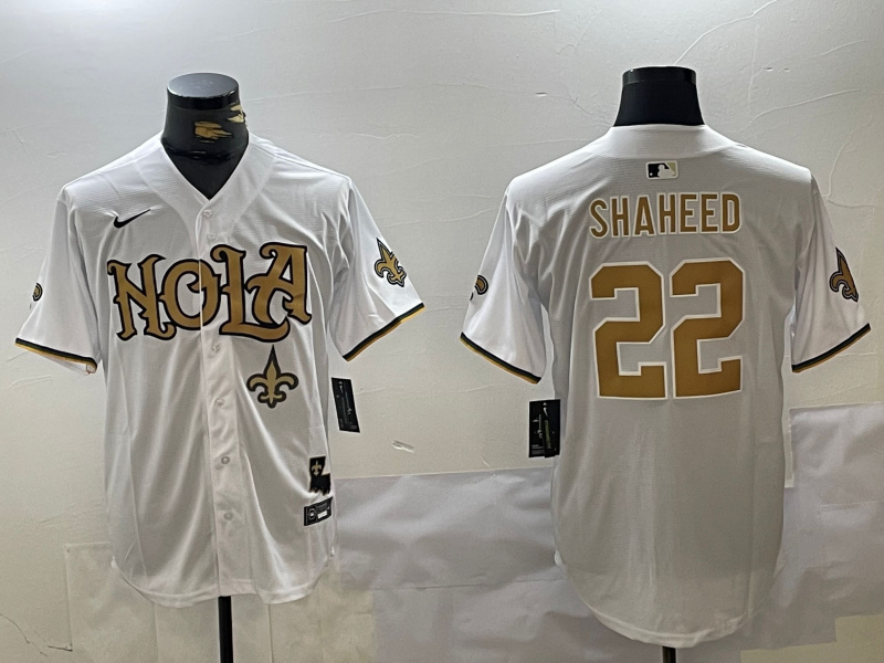 Men's New Orleans Saints #22 Rashid Shaheed White Cool Base Stitched Baseball Jersey