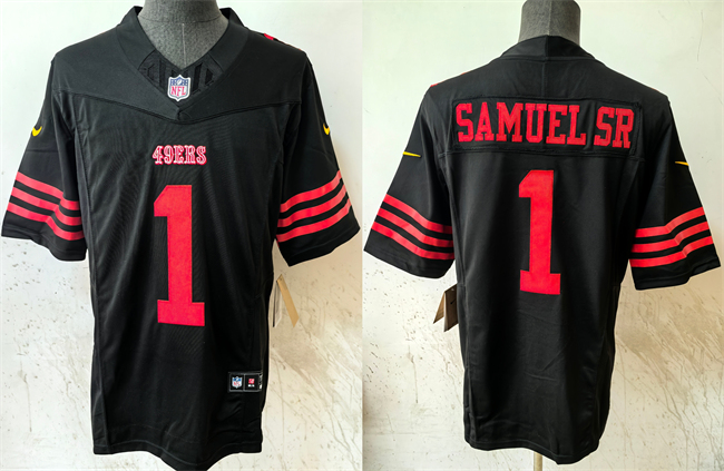 Men's San Francisco 49ers #1 Deebo Samuel SR Black 2024 F.U.S.E Vapor Untouchable Limited Stitched Football Jersey