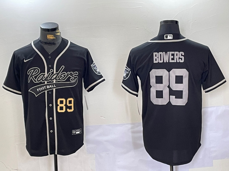 Men's Las Vegas Raiders #89 Brock Bowers Black Cool Base Stitched Baseball Jerseys