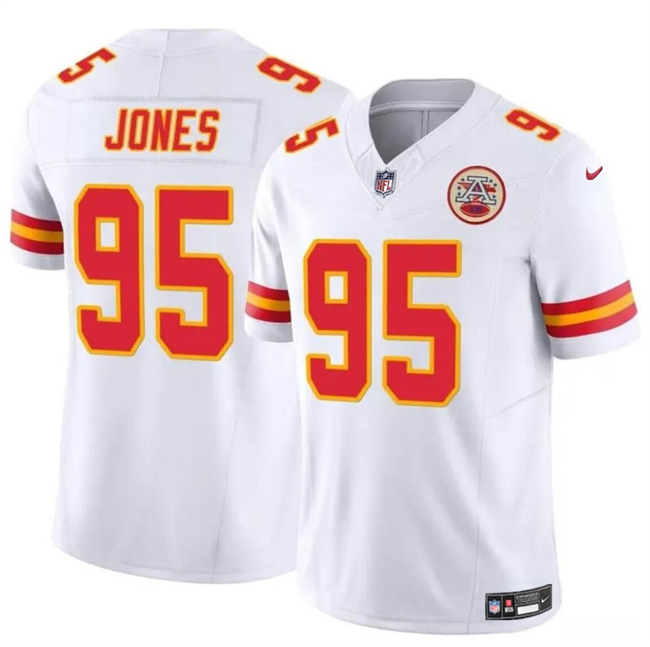 Men’s Kansas City Chiefs #95 Chris Jones White 2024 F.U.S.E Vapor Untouchable Limited Stitched Football Jersey