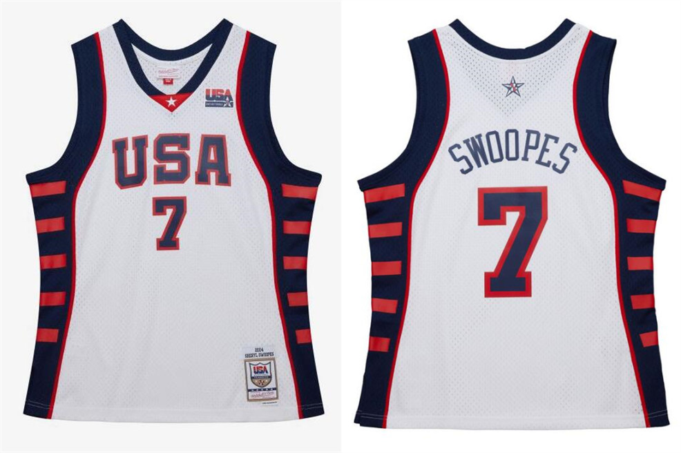 Men's USA Women's Basketball #7 Sheryl Swoopes Mitchell & Ness White 2004 Hardwood Classics Swingman Jersey