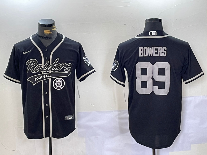 Men's Las Vegas Raiders #89 Brock Bowers Black Cool Base Stitched Baseball Jersey