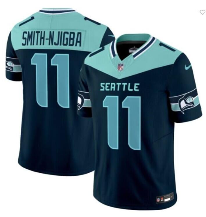 Men's Seattle Seahawks ACTIVE PLAYER Custom Navy Blue F.U.S.E. 'Seattle City' Vapor Limited Football Stitched Jersey