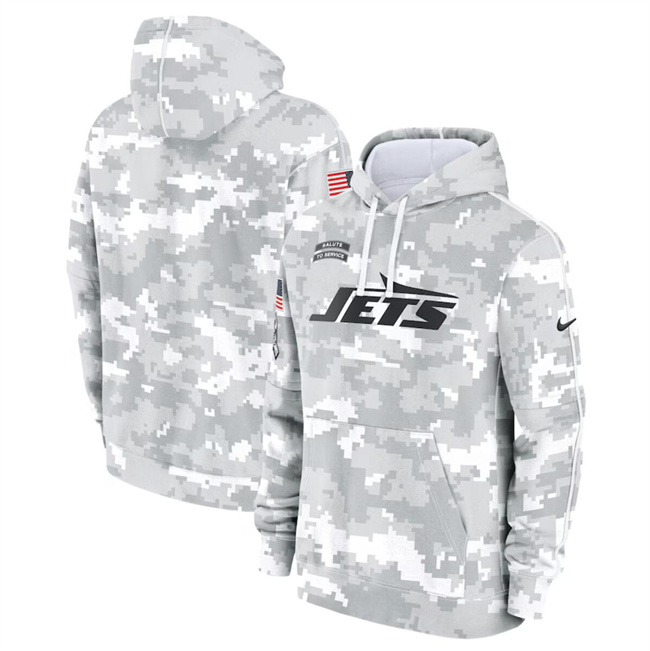 Men's New York Jets 2024 Arctic Camo Salute to Service Club Fleece Pullover Hoodie