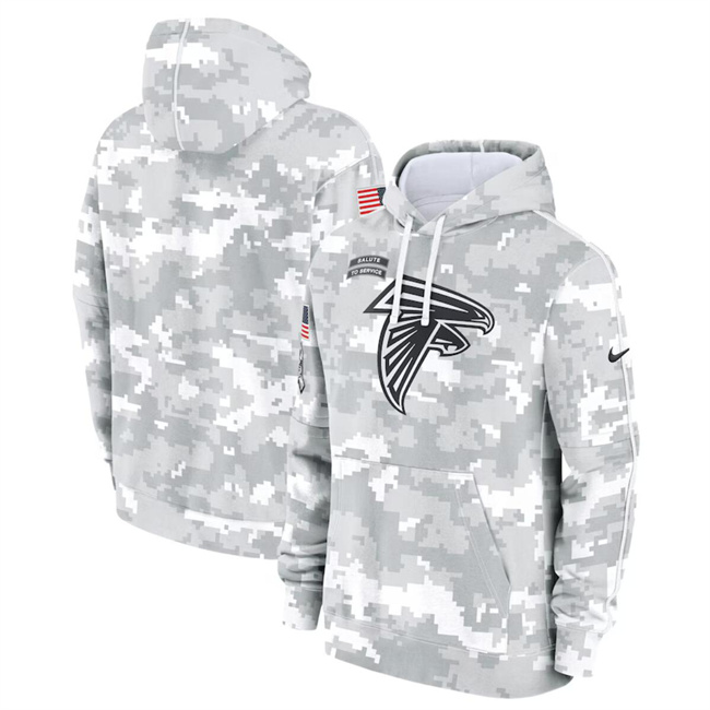 Men's Atlanta Falcons 2024 Arctic Camo Salute to Service Club Fleece Pullover Hoodie